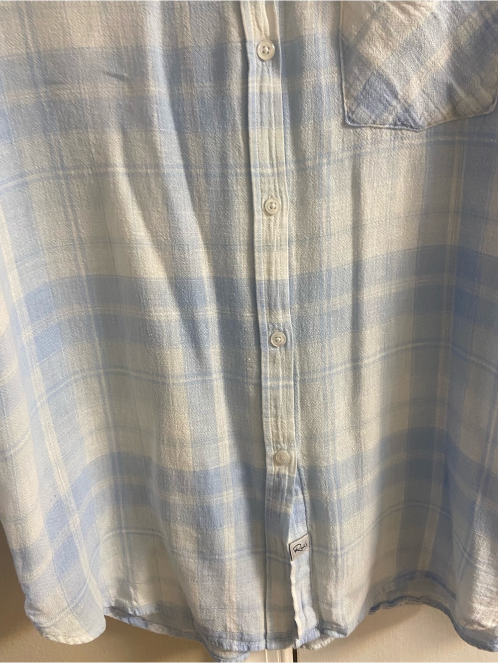 Rails Blue White Plaid Long Sleeve Button Down Linen Blend Shirt Medium - Picture 6 of 8